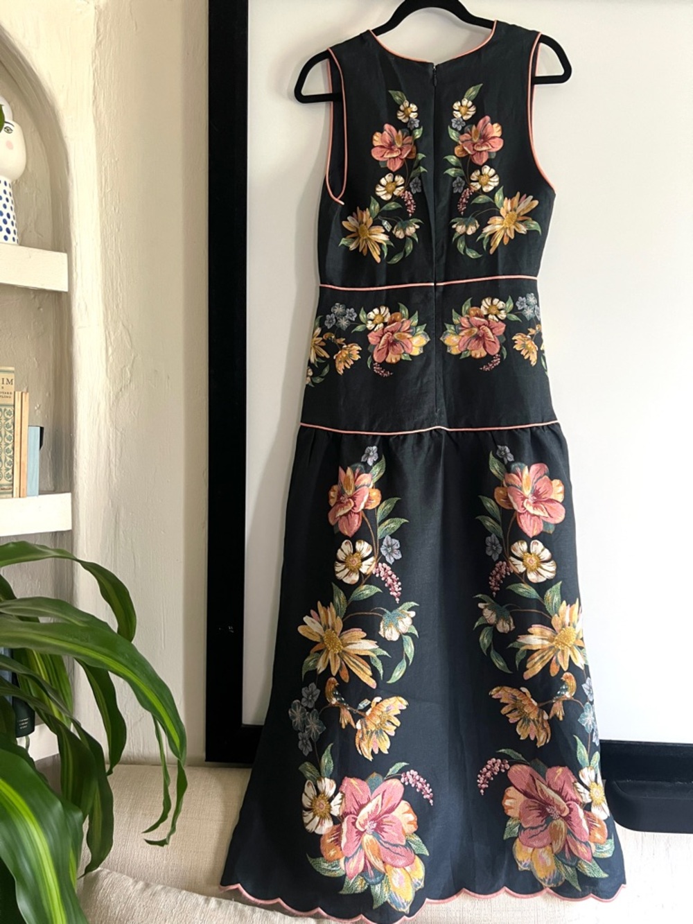 FARM Rio Maira Floral Dark Blue Linen Midi Dress Size Medium NWT - Picture 12 of 16